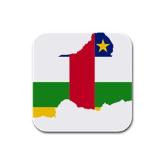 Central African Republic Flag Map Rubber Square Coaster (4 Pack)  by Sapixe