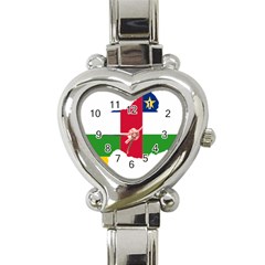 Central African Republic Flag Map Heart Italian Charm Watch by Sapixe