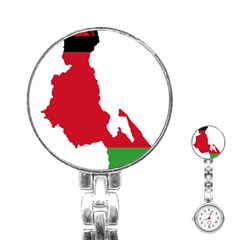 Malawi Flag Map Geography Outline Stainless Steel Nurses Watch