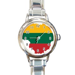 Lithuania Country Europe Flag Round Italian Charm Watch by Sapixe