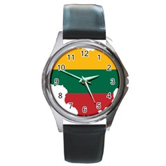 Lithuania Country Europe Flag Round Metal Watch by Sapixe