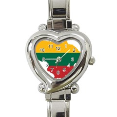 Lithuania Country Europe Flag Heart Italian Charm Watch by Sapixe