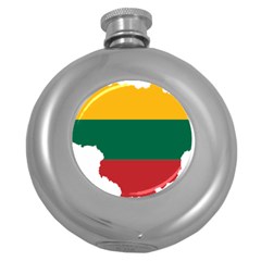 Lithuania Country Europe Flag Round Hip Flask (5 Oz) by Sapixe