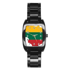 Lithuania Country Europe Flag Stainless Steel Barrel Watch by Sapixe