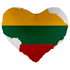 Lithuania Country Europe Flag Large 19  Premium Flano Heart Shape Cushions by Sapixe