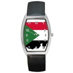 Sudan Flag Map Geography Outline Barrel Style Metal Watch by Sapixe