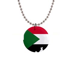 Sudan Flag Map Geography Outline 1  Button Necklace by Sapixe