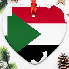 Sudan Flag Map Geography Outline Heart Ornament (two Sides) by Sapixe