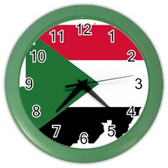 Sudan Flag Map Geography Outline Color Wall Clock by Sapixe