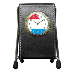 Luxembourg Country Europe Flag Pen Holder Desk Clock by Sapixe