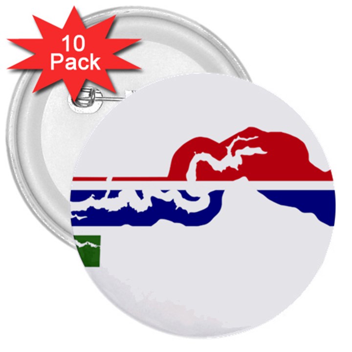 Gambia Flag Map Geography Outline 3  Buttons (10 pack) 