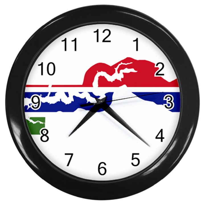 Gambia Flag Map Geography Outline Wall Clock (Black)