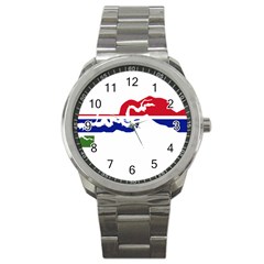 Gambia Flag Map Geography Outline Sport Metal Watch by Sapixe