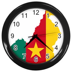 Cameroon Flag Map Geography Wall Clock (black) by Sapixe