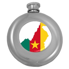 Cameroon Flag Map Geography Round Hip Flask (5 Oz) by Sapixe