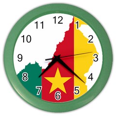 Cameroon Flag Map Geography Color Wall Clock by Sapixe