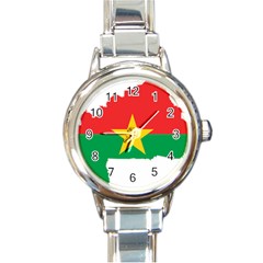 Burkina Faso Flag Map Geography Round Italian Charm Watch by Sapixe