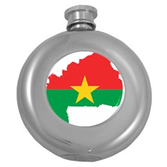 Burkina Faso Flag Map Geography Round Hip Flask (5 Oz) by Sapixe