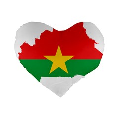 Burkina Faso Flag Map Geography Standard 16  Premium Heart Shape Cushions by Sapixe