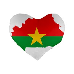 Burkina Faso Flag Map Geography Standard 16  Premium Flano Heart Shape Cushions by Sapixe