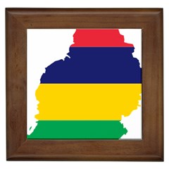 Mauritius Flag Map Geography Framed Tile by Sapixe