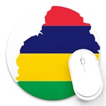 Mauritius Flag Map Geography Round Mousepads Front