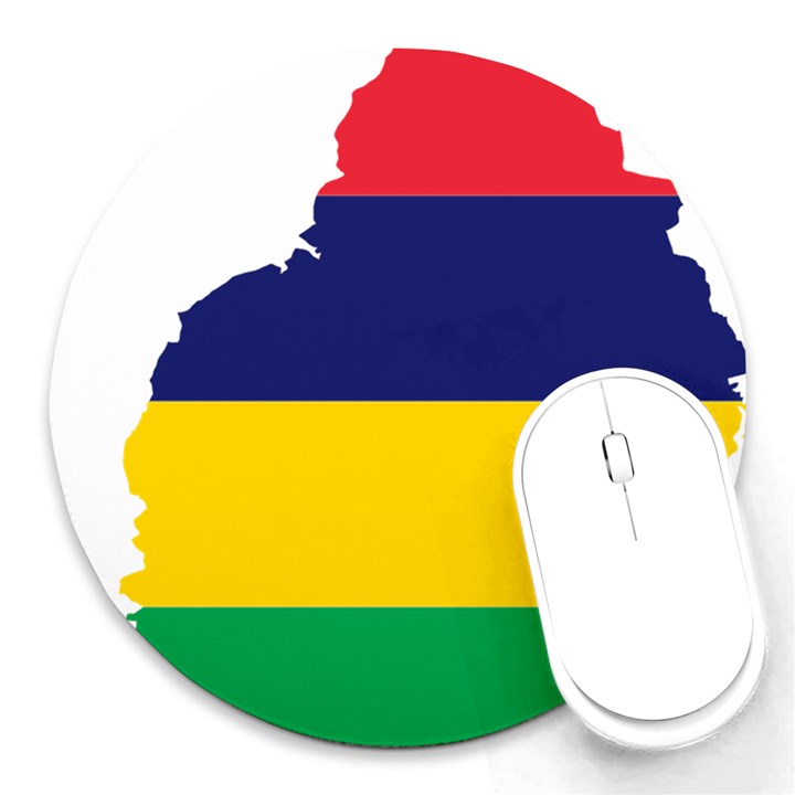 Mauritius Flag Map Geography Round Mousepads