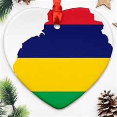 Mauritius Flag Map Geography Ornament (Heart)