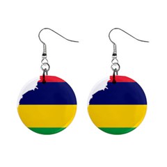 Mauritius Flag Map Geography Mini Button Earrings