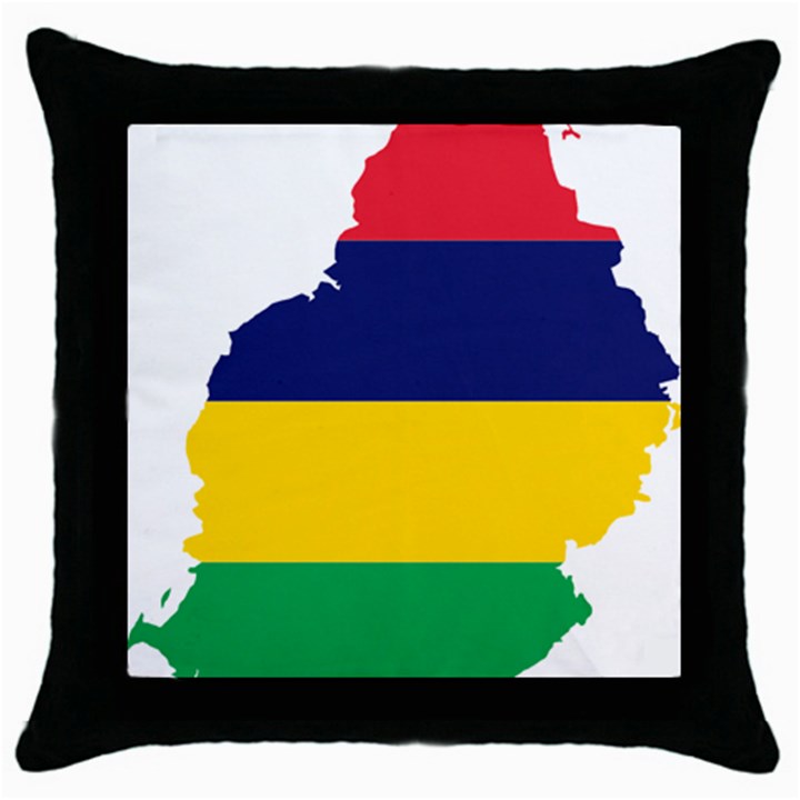 Mauritius Flag Map Geography Throw Pillow Case (Black)