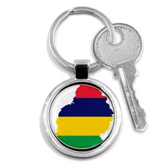 Mauritius Flag Map Geography Key Chain (Round)