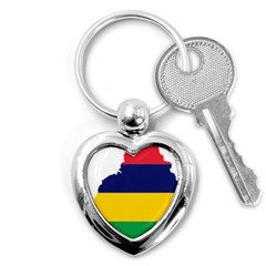 Mauritius Flag Map Geography Key Chain (Heart)