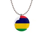 Mauritius Flag Map Geography 1  Button Necklace Front