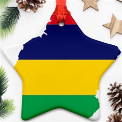 Mauritius Flag Map Geography Star Ornament (two Sides) by Sapixe