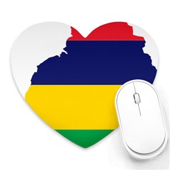 Mauritius Flag Map Geography Heart Mousepads by Sapixe