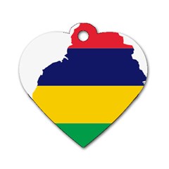 Mauritius Flag Map Geography Dog Tag Heart (One Side)