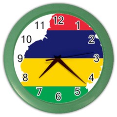 Mauritius Flag Map Geography Color Wall Clock