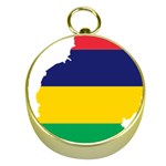 Mauritius Flag Map Geography Gold Compasses Front