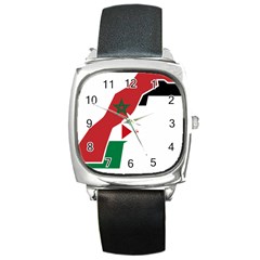 Western Sahara Flag Map Geography Square Metal Watch by Sapixe