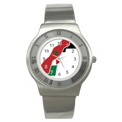 Western Sahara Flag Map Geography Stainless Steel Watch by Sapixe