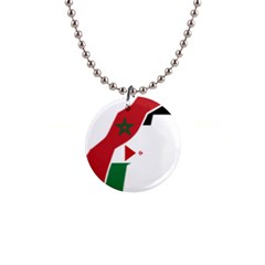 Western Sahara Flag Map Geography 1  Button Necklace by Sapixe