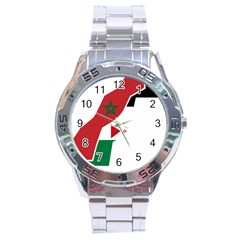 Western Sahara Flag Map Geography Stainless Steel Analogue Watch by Sapixe