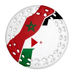 Western Sahara Flag Map Geography Round Filigree Ornament (two Sides) by Sapixe