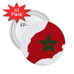 Morocco Flag Map Geography Outline 2 25  Buttons (10 Pack)  by Sapixe