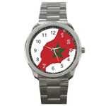 Morocco Flag Map Geography Outline Sport Metal Watch Front