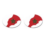 Morocco Flag Map Geography Outline Cufflinks (Oval) Front(Pair)