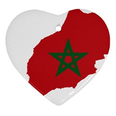 Morocco Flag Map Geography Outline Heart Ornament (two Sides) by Sapixe