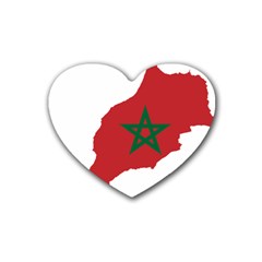 Morocco Flag Map Geography Outline Heart Coaster (4 Pack)  by Sapixe