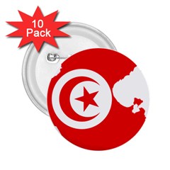 Tunisia Flag Map Geography Outline 2 25  Buttons (10 Pack)  by Sapixe