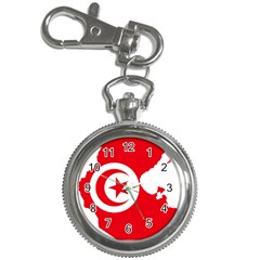 Tunisia Flag Map Geography Outline Key Chain Watches by Sapixe